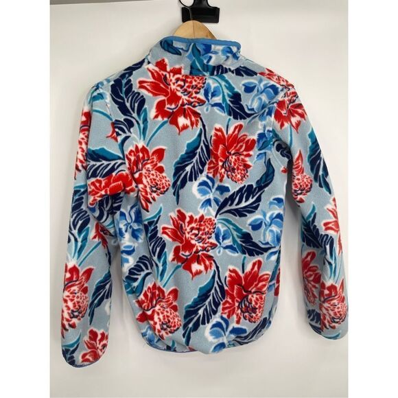 Ladies Patagonia Synchilla Snap-T Fleece Pullover XS Floral blue/red - Picture 2 of 8
